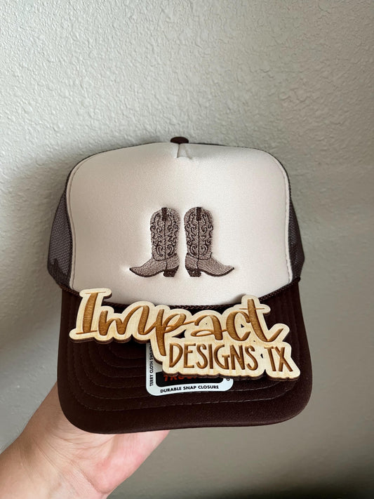 Cowboy Boot Design Foam Front Trucker Hat