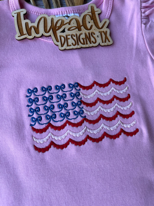 Patriotic Scalloped Flag Bubble or Shirt