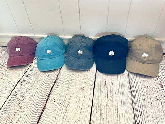 Embroidered Cotton Boll Baseball Cap