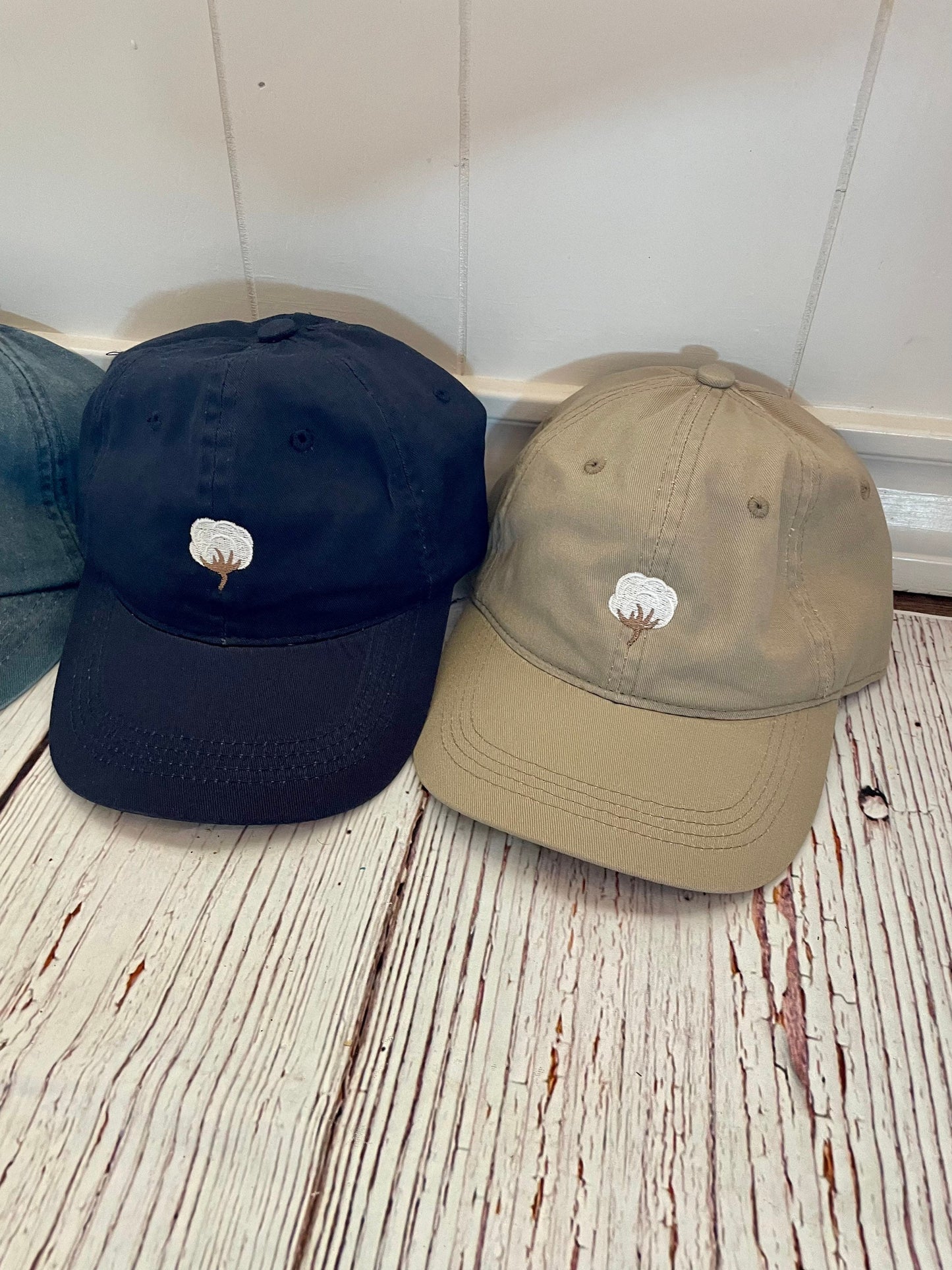 Embroidered Cotton Boll Baseball Cap