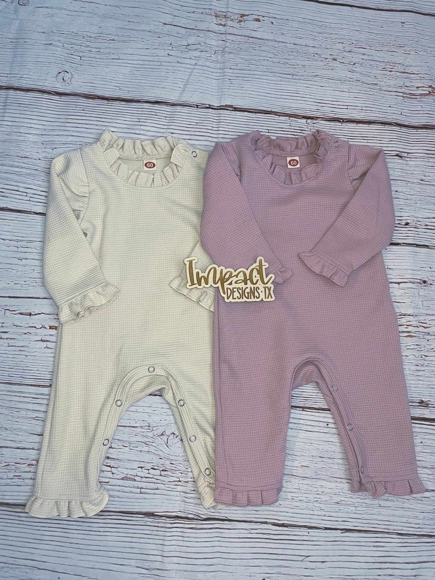 Monogrammed Baby Girl Ruffle Romper – Personalized Long Sleeve Baby Outfit
