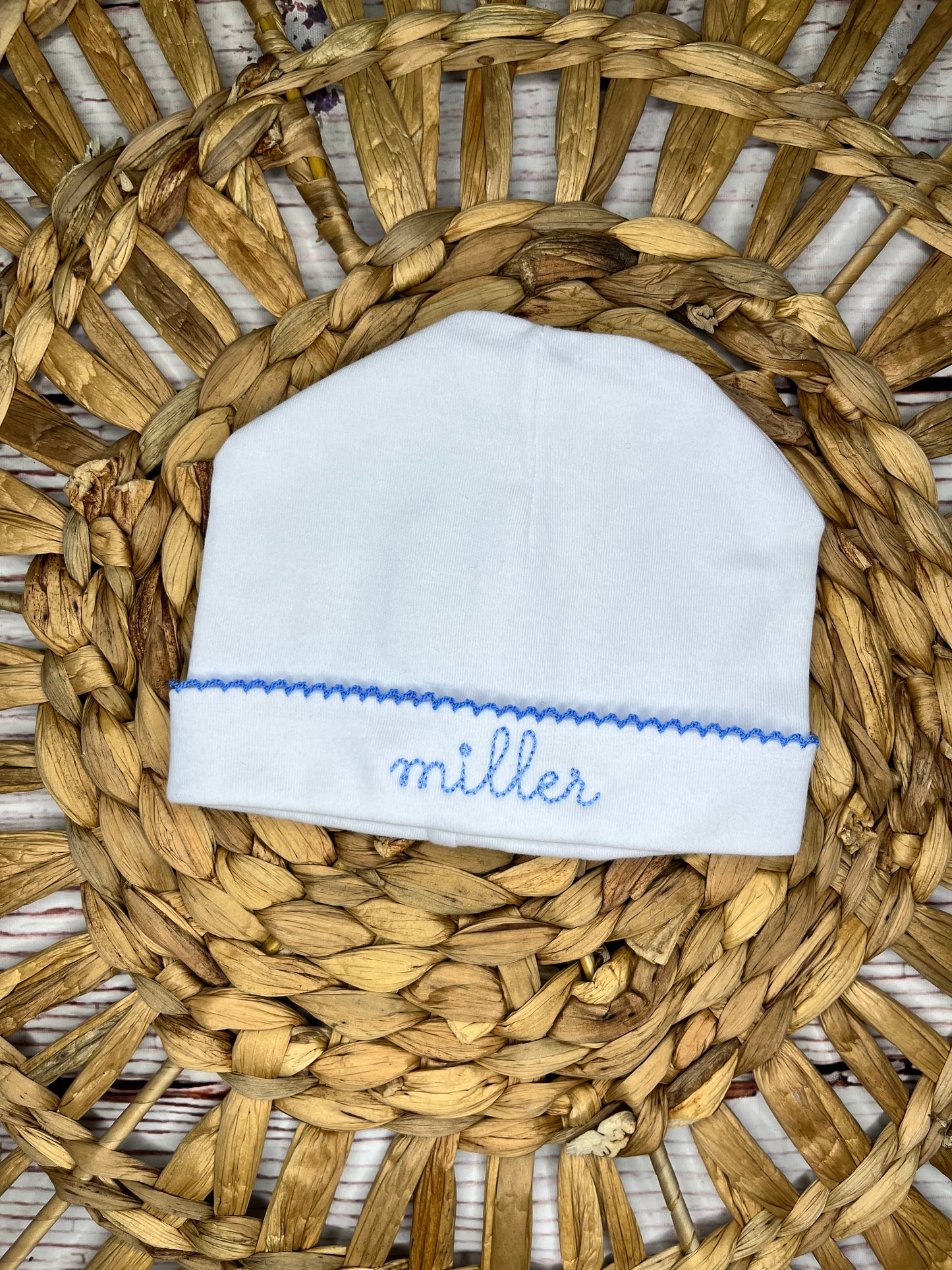 Embroidered Picot Trimmed Hat
