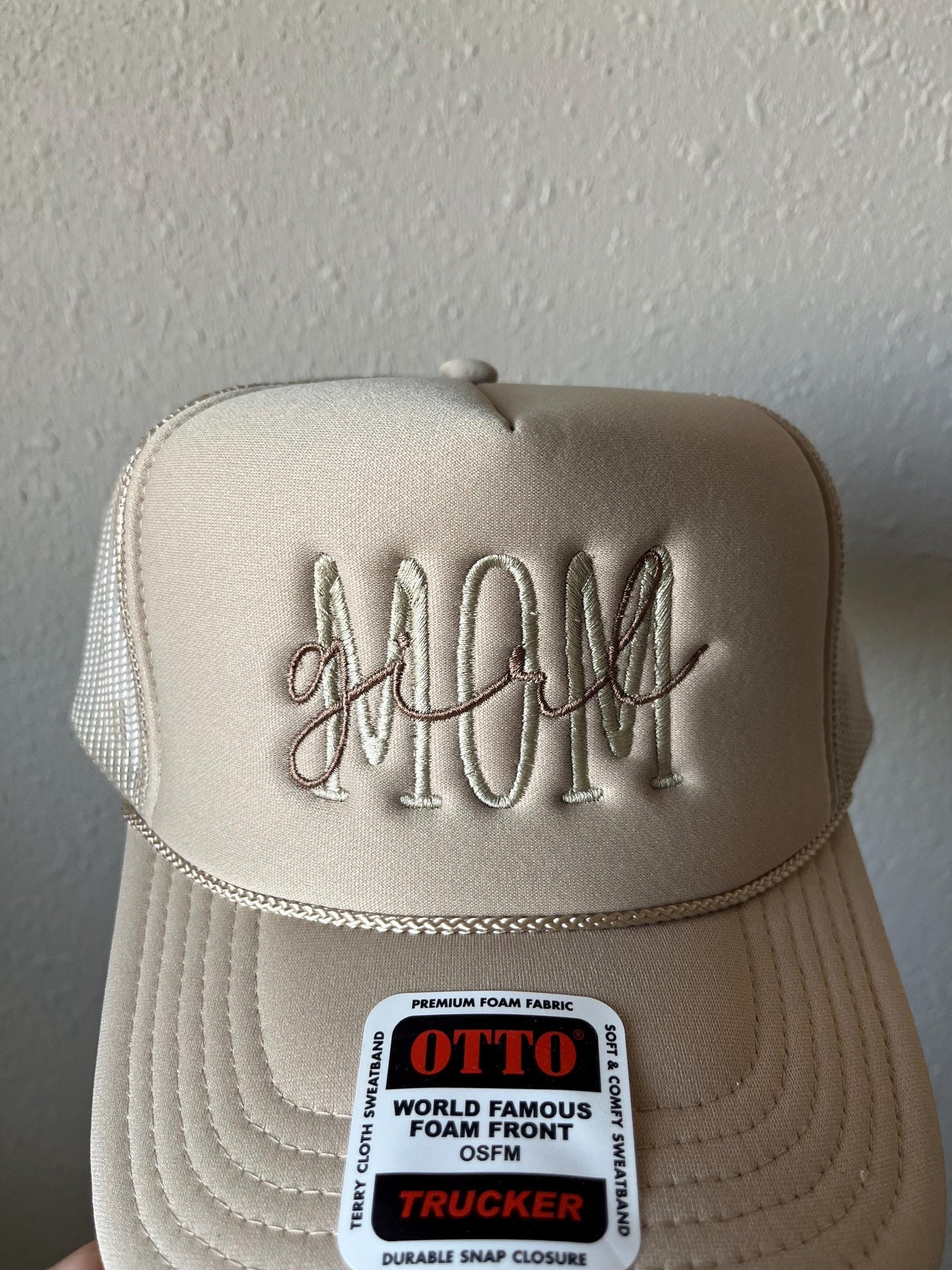 Embroidered Mama Foam Trucker Hat – Neutral Minimalist Mom Hat