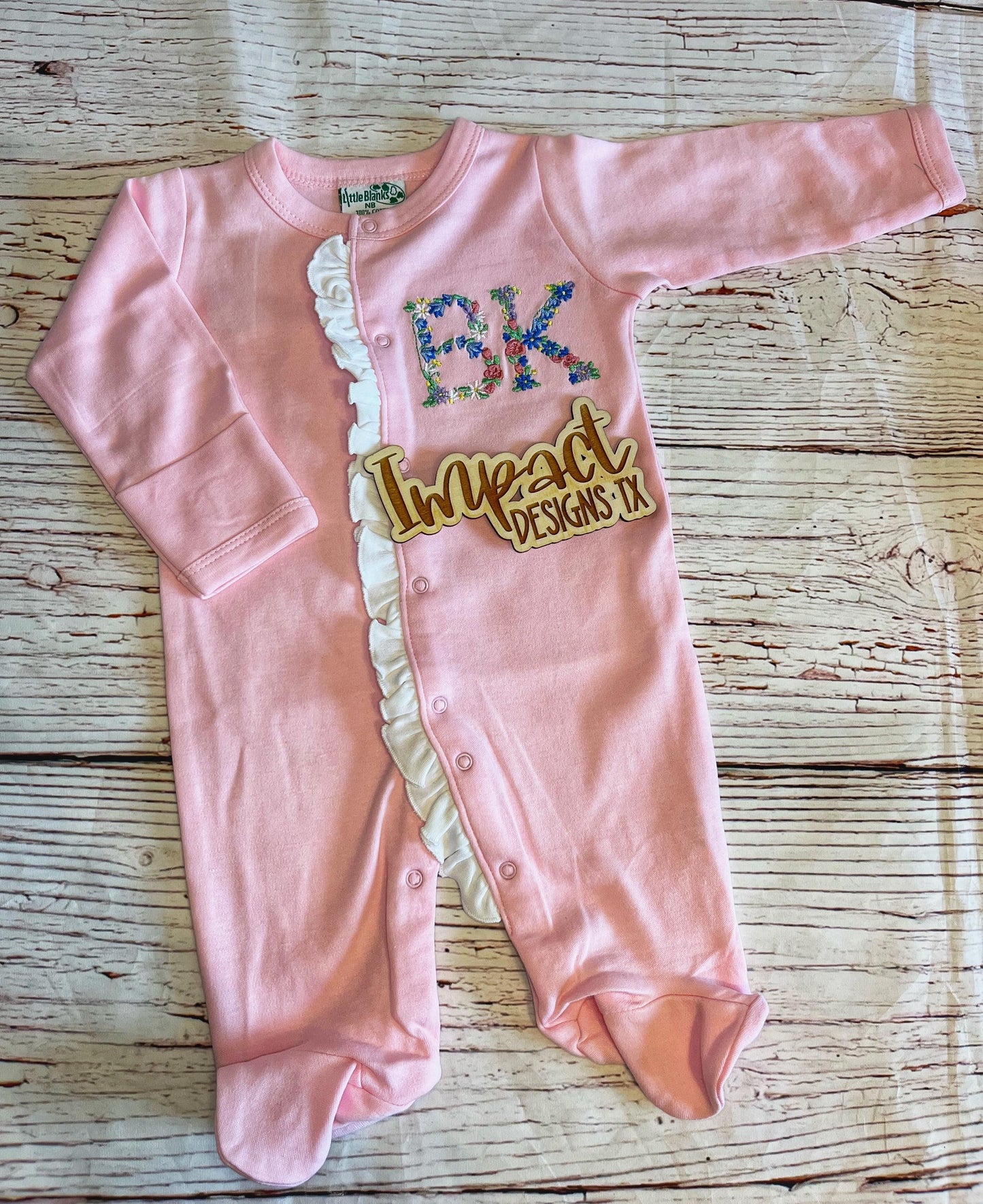 Custom Baby Girl Ruffled Sleeper –  Monogrammed Going Home Outfit