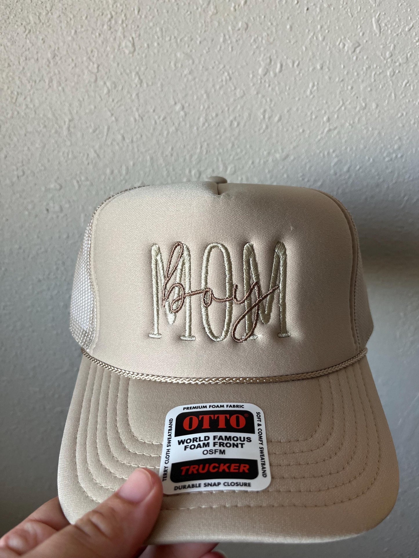 Embroidered Mama Foam Trucker Hat – Neutral Minimalist Mom Hat