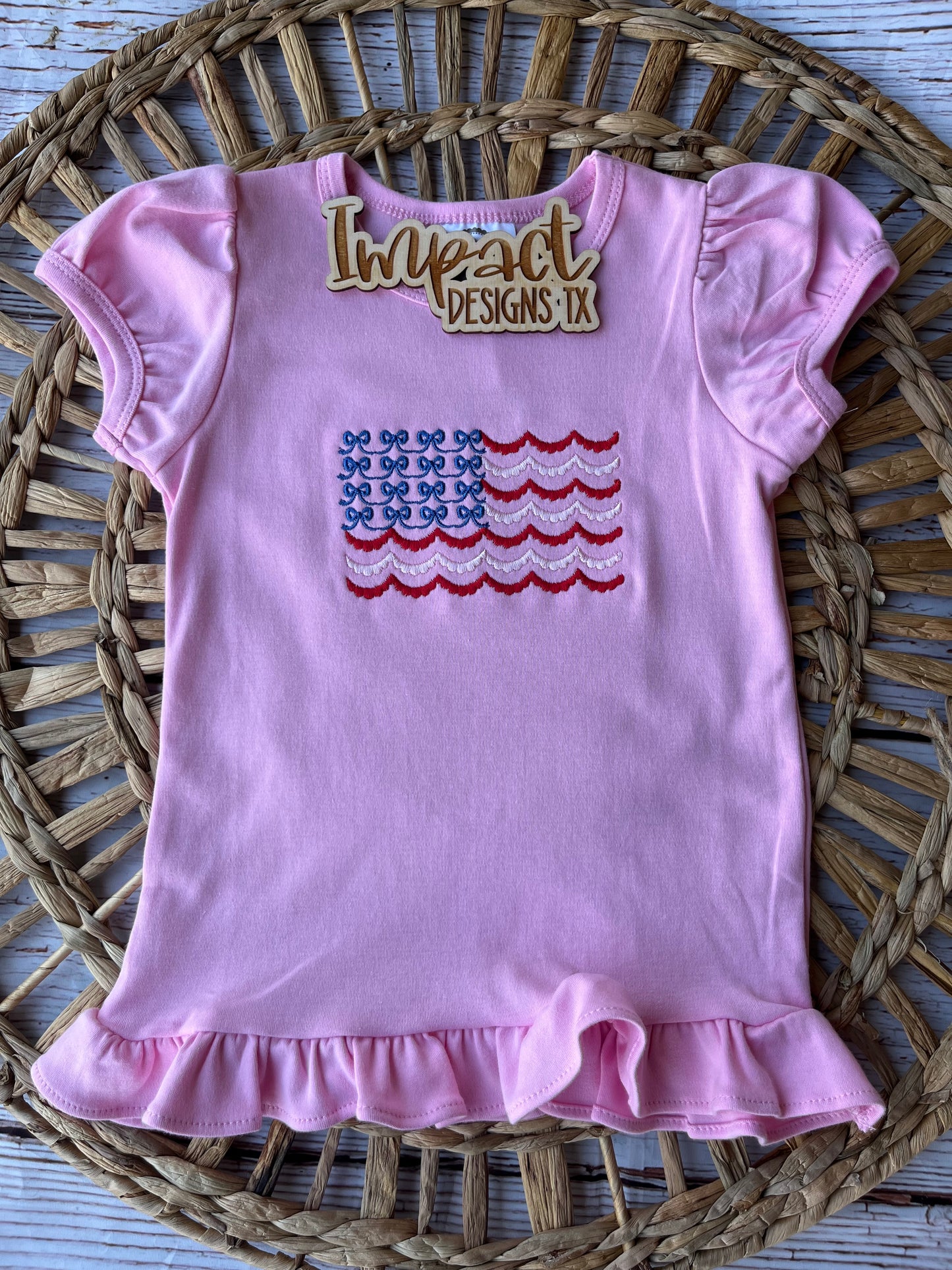 Patriotic Scalloped Flag Bubble or Shirt