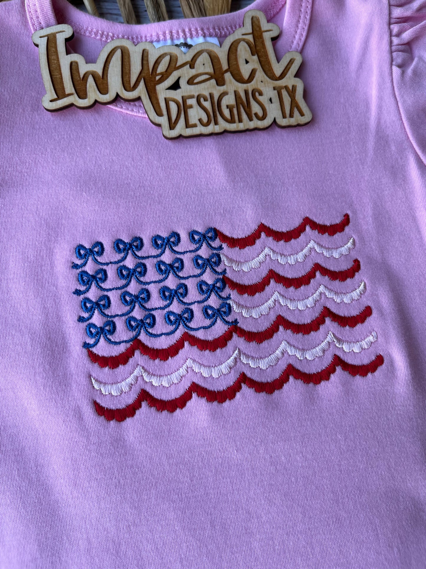 Patriotic Scalloped Flag Bubble or Shirt