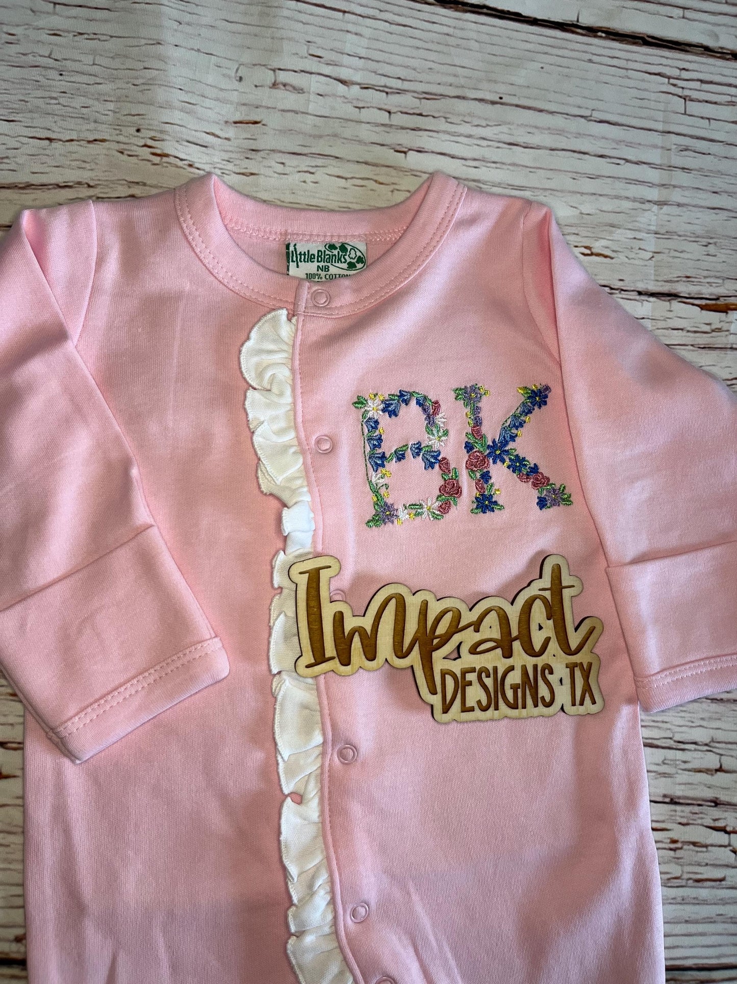 Custom Baby Girl Ruffled Sleeper –  Monogrammed Going Home Outfit