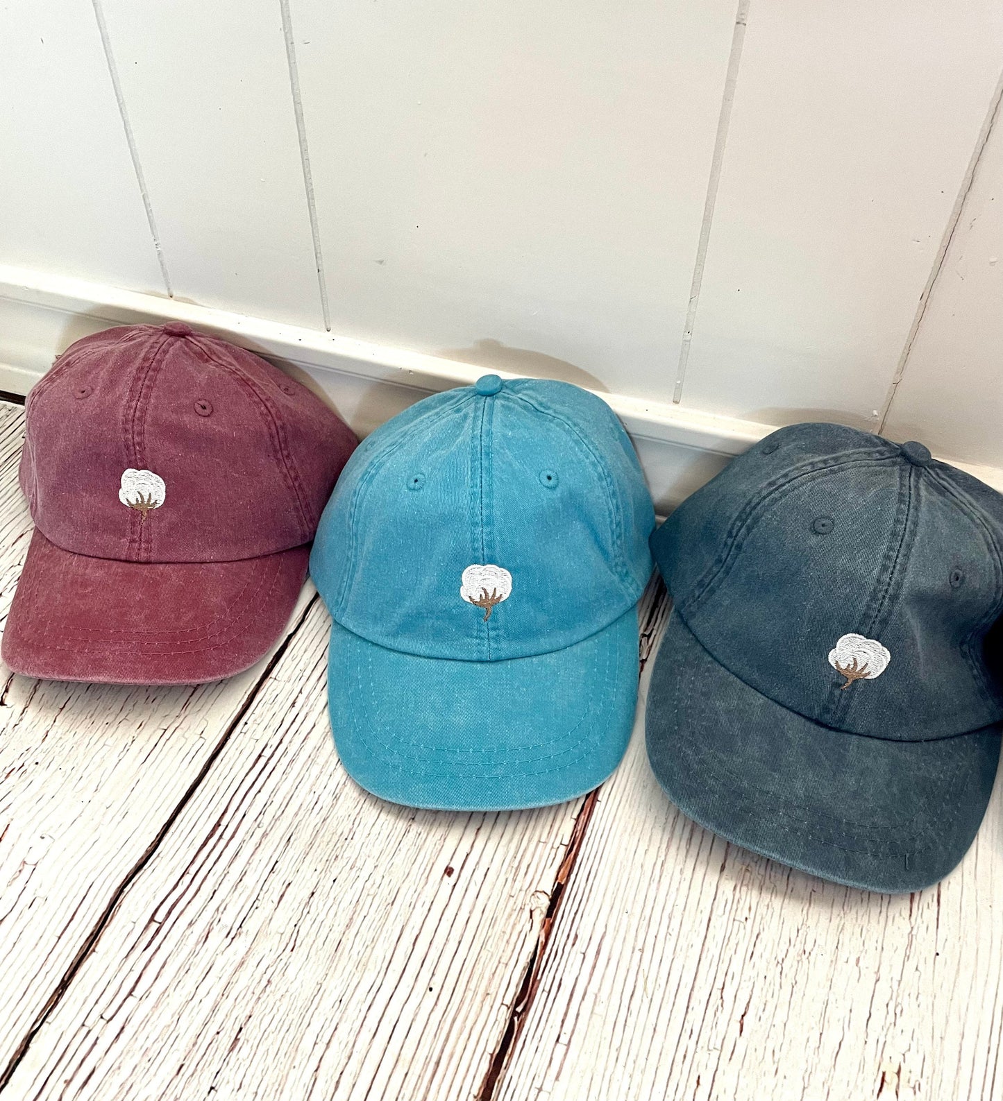 Embroidered Cotton Boll Baseball Cap